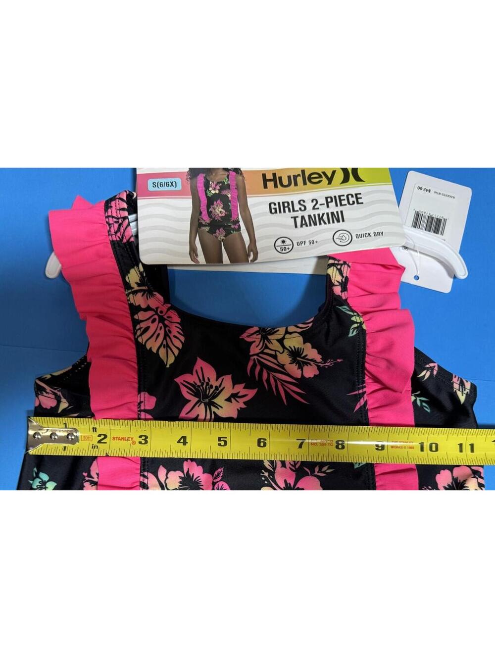 Hurley 2 Piece Tankini Bathing Suit Swimsuit Swimwear Girls Size S (6/6x) NWT - Picture 6 of 10